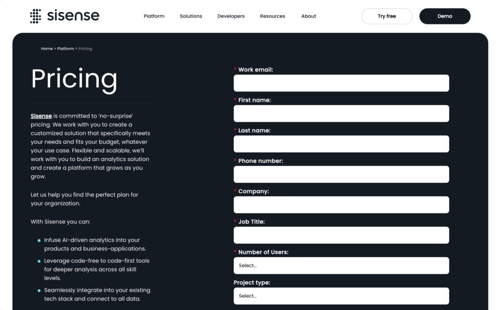 Sisense pricing